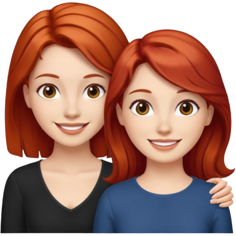 red hair lady and brunette girl smiling emoji