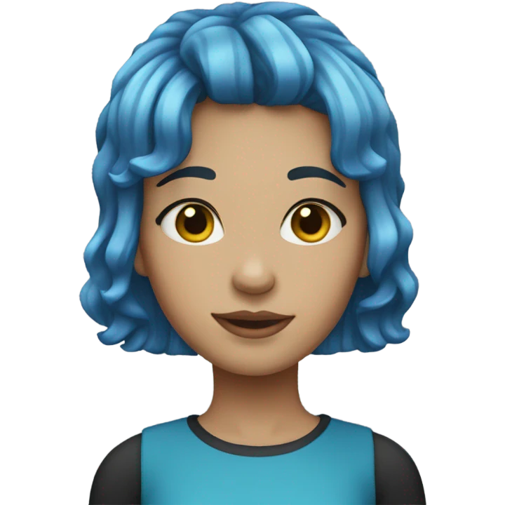 Girl with blue hair with mirco bangs and medium wavy hair  emoji