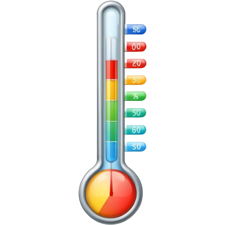 straight thermometer has 5 colors on it, no round ball at first  emoji