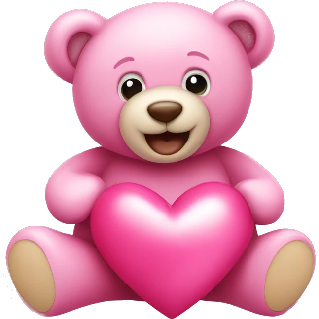 pink heart and happy teddy bear emoji
