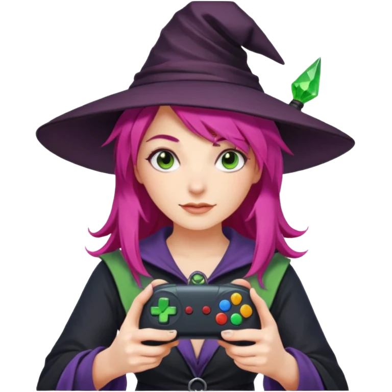 colored hair gamer witch game pad controller emoji