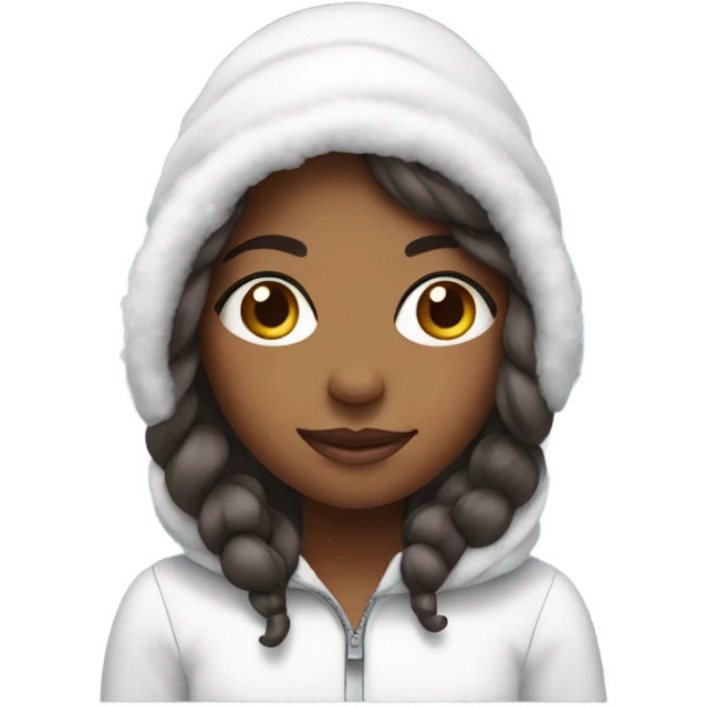 Brown girl with long hair in a snow suit  emoji
