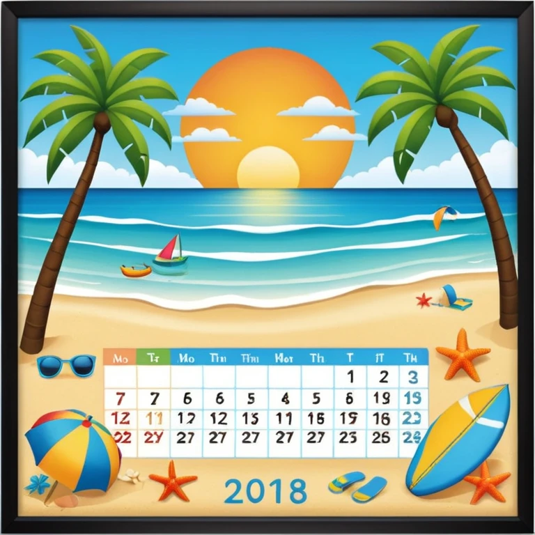 calendario playero con los dias  y el mes de marzo sin soles sonriendo emoji