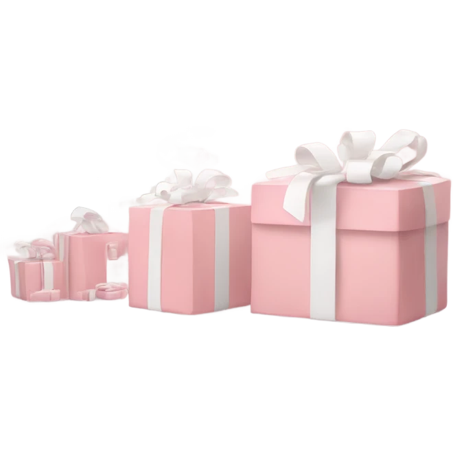 Light pink Christmas gifts under a white Christmas tree  emoji