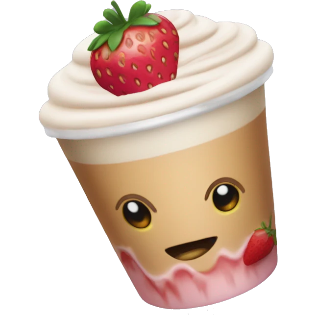 Iced latte with strawberry cold foam emoji