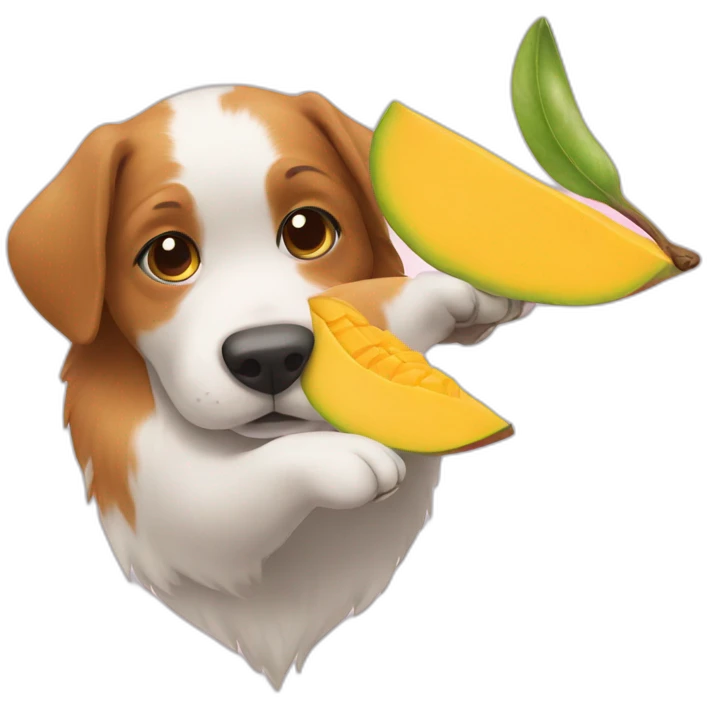 Dog liking mango emoji