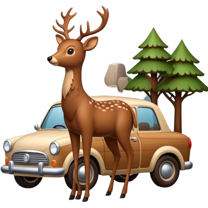 wood deer car emoji