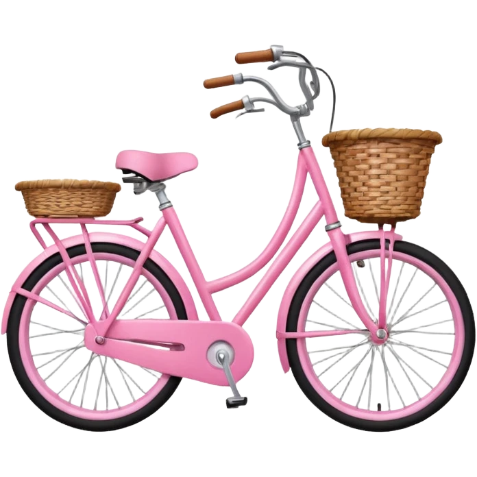 pink bike with front wicker basket Swedish style emoji