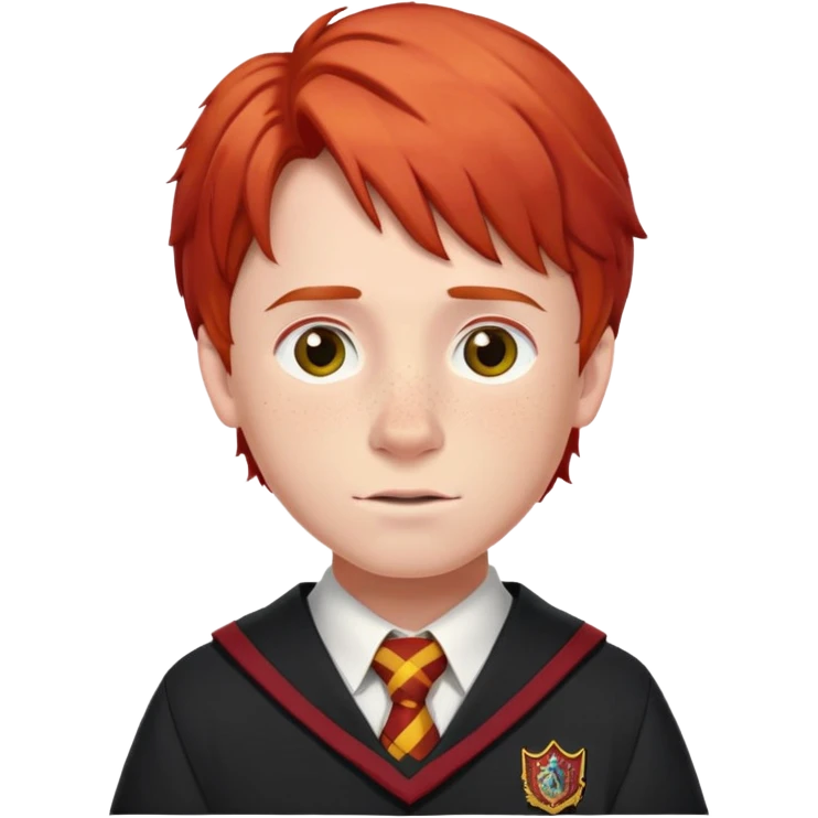 Ron Weasley with red hair, freckles, and Gryffindor school uniform emoji