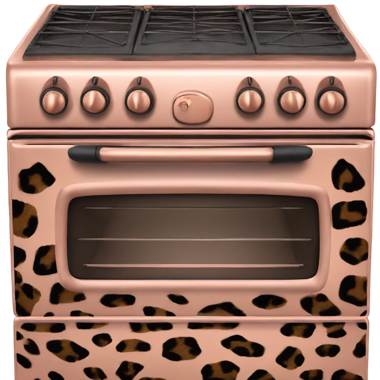 Realistic rose gold stove oven decorated in leopard print pattern. emoji