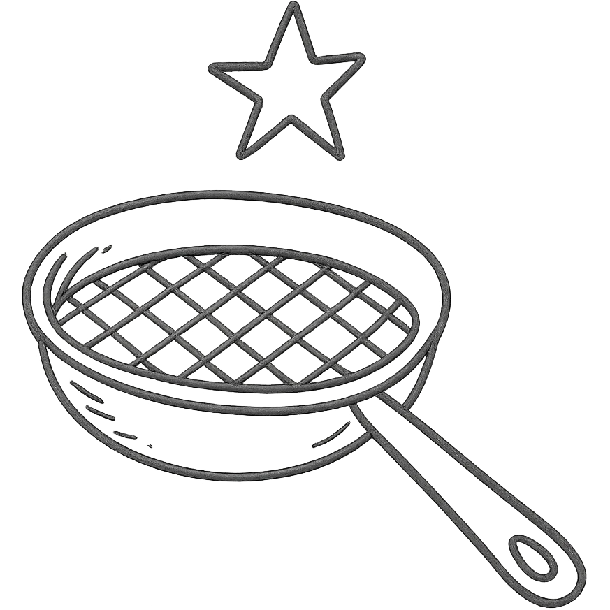 hand-drawn icon of a sieve with a single star above it representing kalburüstü emoji