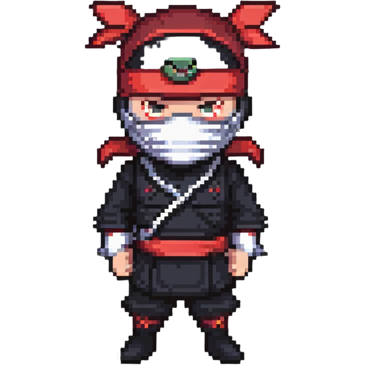 Masked ninja, red headband emoji