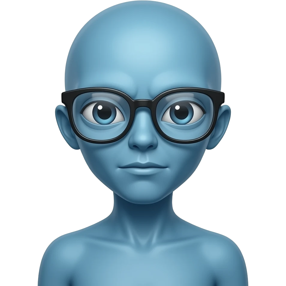 alien with blue skin and wear glasses emoji