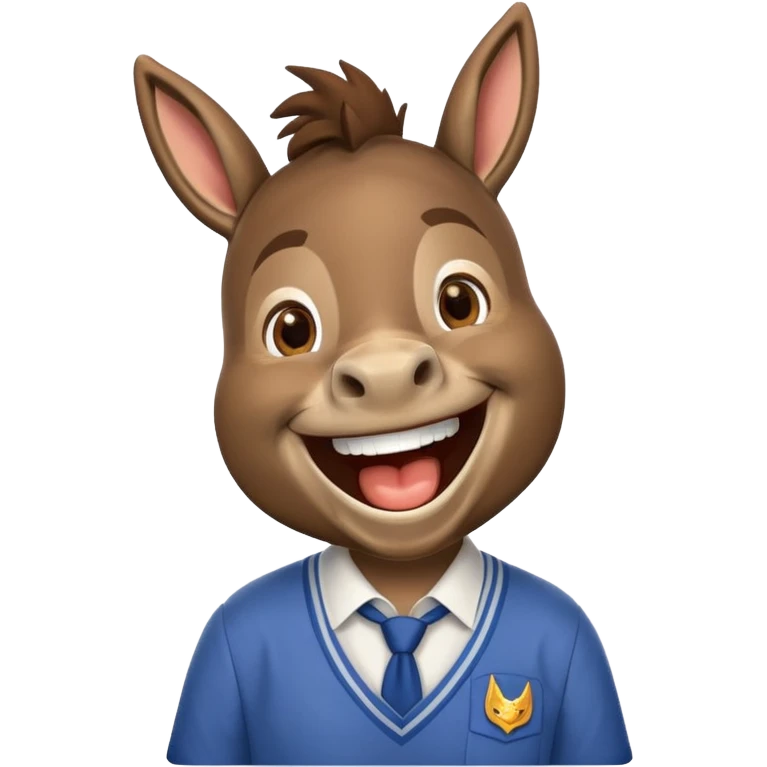 یک خر  در حال خنده با لباس مدرسه لباس مدرسه و emoji
