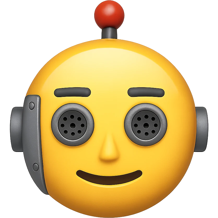 face with robot features emoji, digital illustration, no background emoji