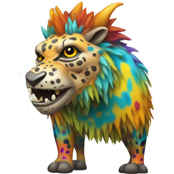 a colorful edgy vernid-fionbri-animal-creature with splash patterns full body emoji