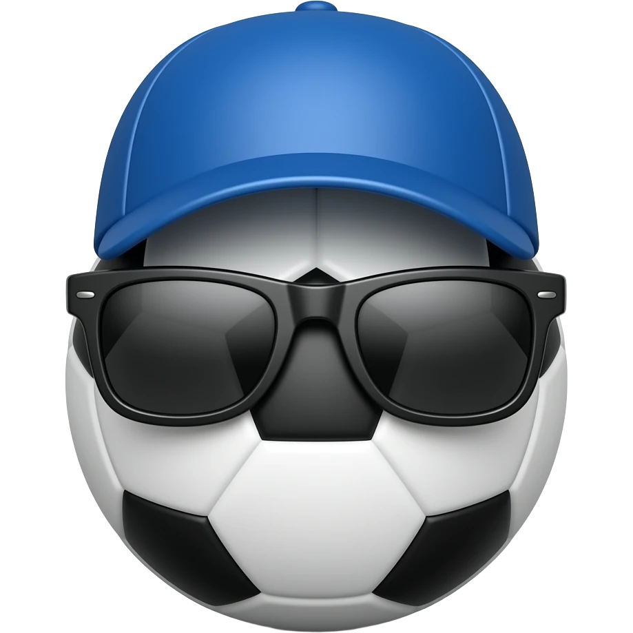 Soccer ball with sun glasses and blue cap emoji