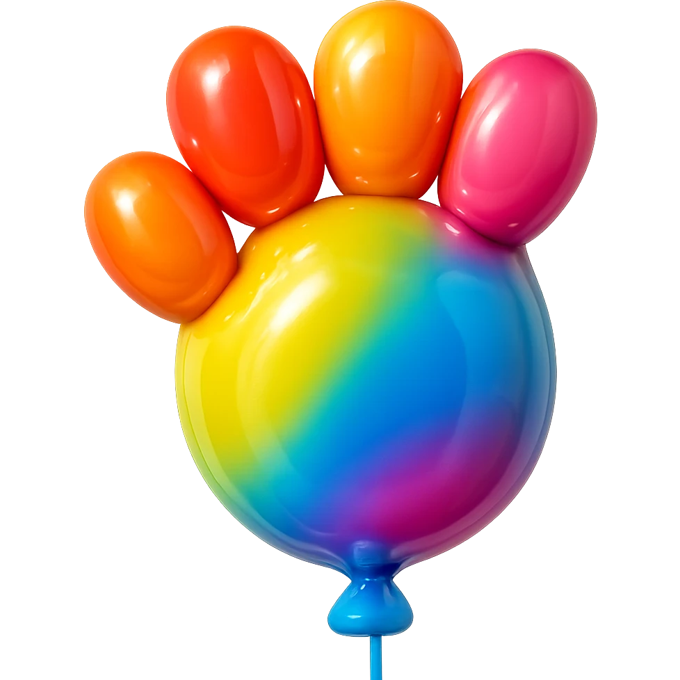 fluffy cat paw, balloon style, inflated look, shiny and light emoji