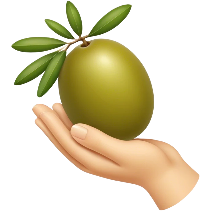 Hand holds 1 green olive emoji