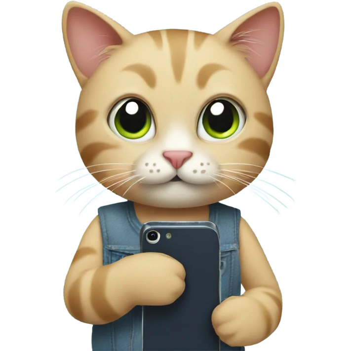 Cat with phone in hand emoji