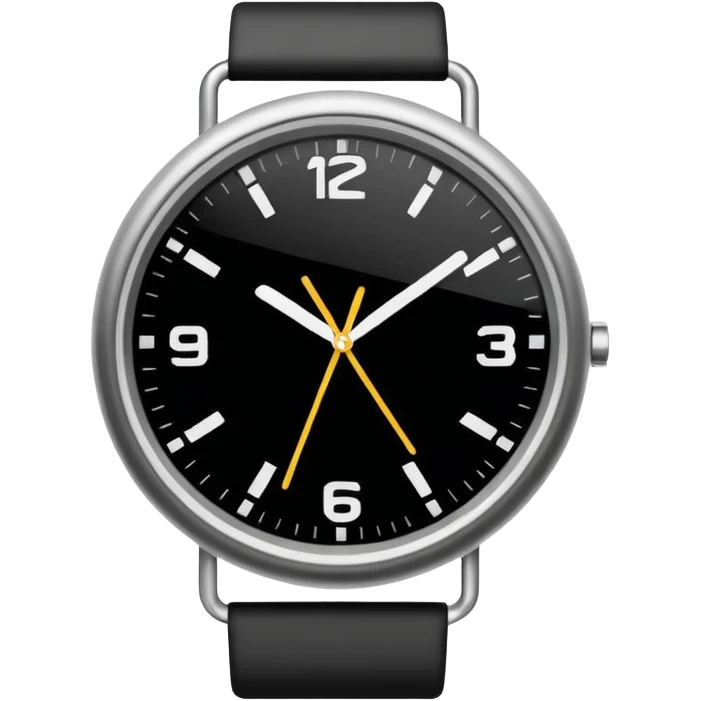 necesito un reloj, ilustrado minimalista, a blancoy negro, con linea delgada , como un icono emoji