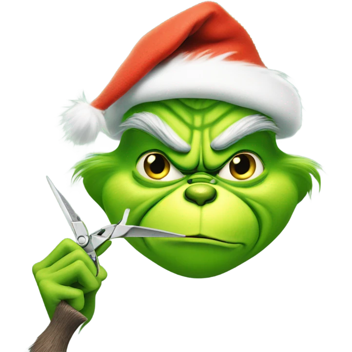 the grinch holding scissors emoji