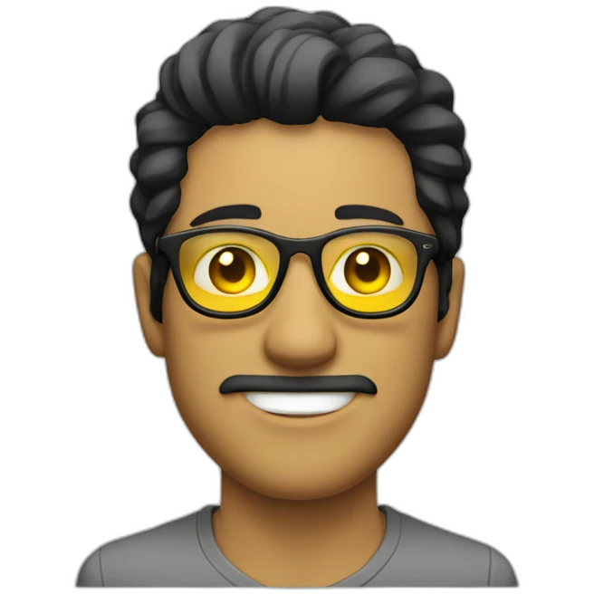 White man with yellow tinted glasses and black hair  emoji