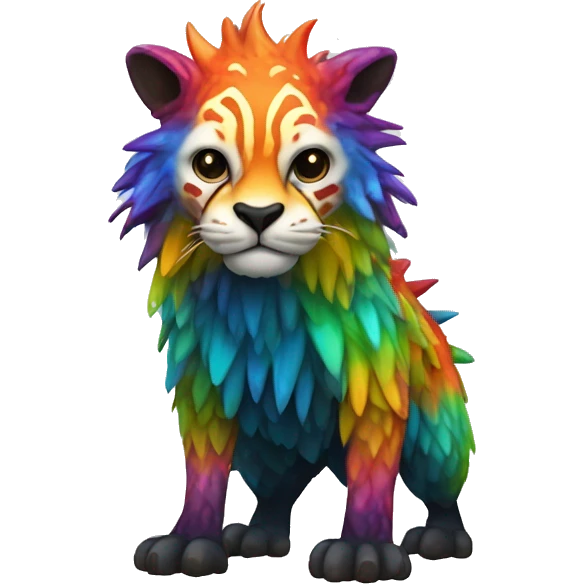 a colorful edgy vernid-fionbri-animal-creature with splash patterns full body emoji