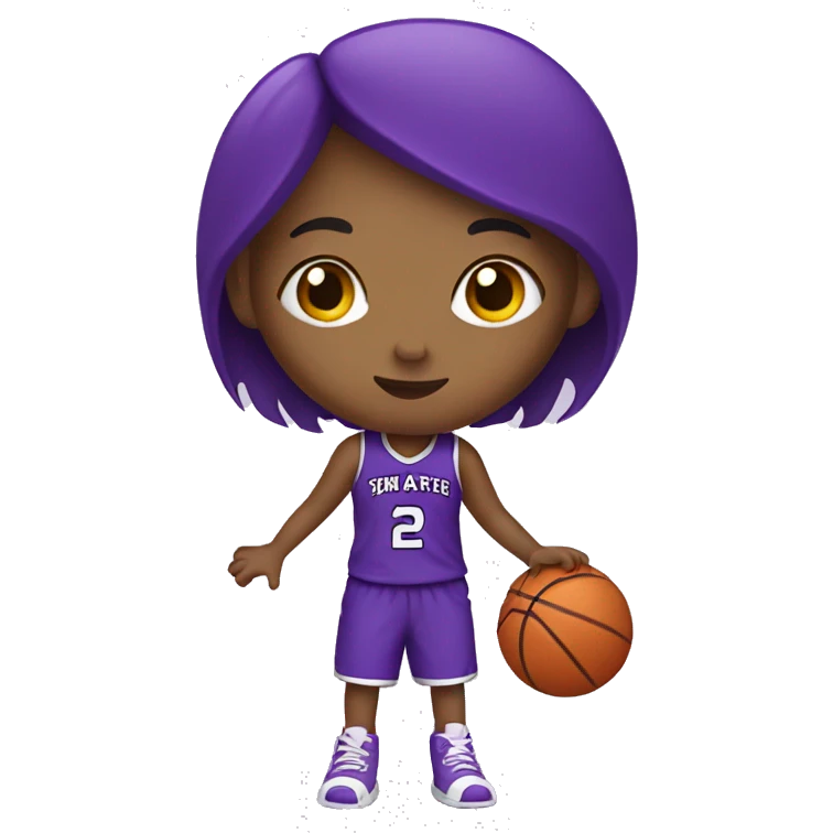 girl with purple heart palying basketball emoji