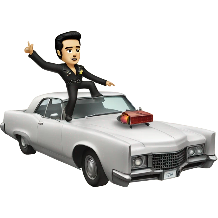 Elvis flying a car emoji