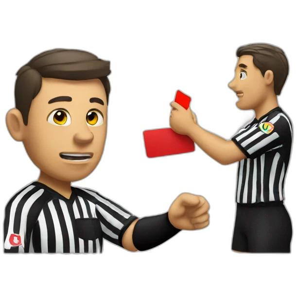 Soccer referee showing a red card to a player emoji
