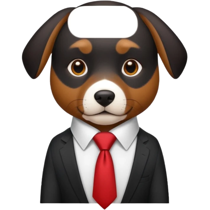 black brown dog with red tie,white shirt emoji