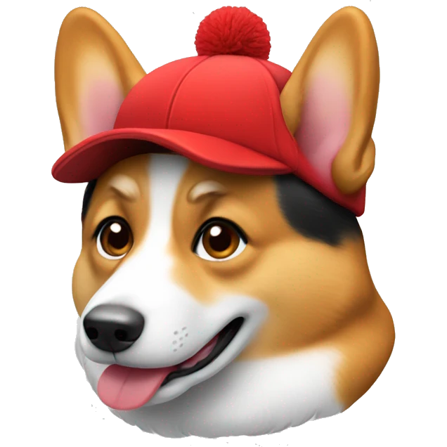 a corgi dog using red cap emoji