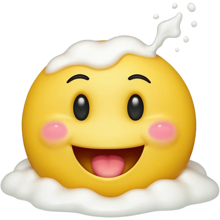 yellow smiley face with eyes up and mouth open, Vomiting white foam emoji