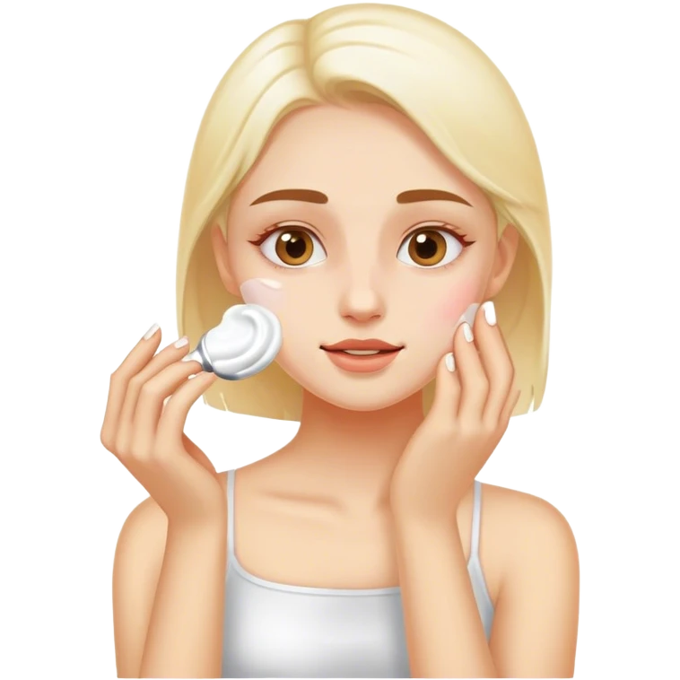 white girl applying cream on face emoji