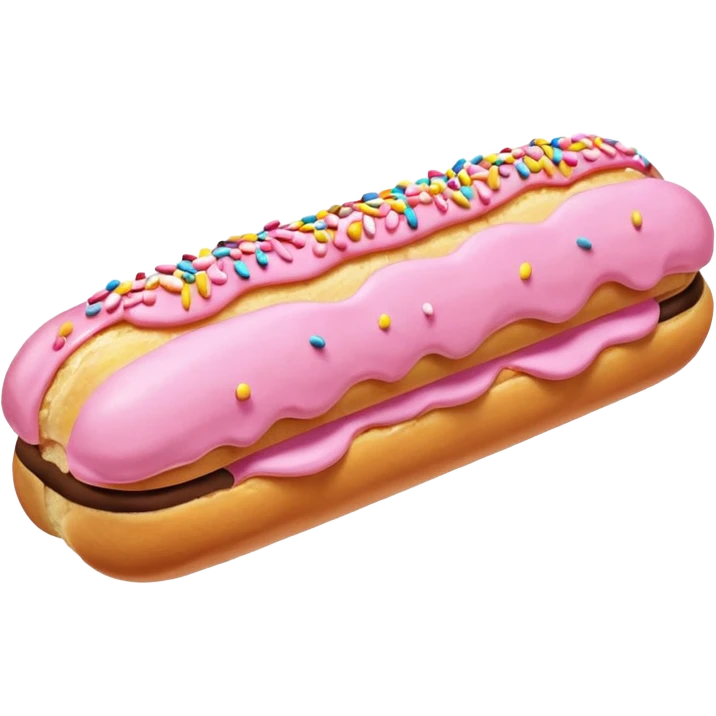 eclair with pink fondant and sprinkles emoji