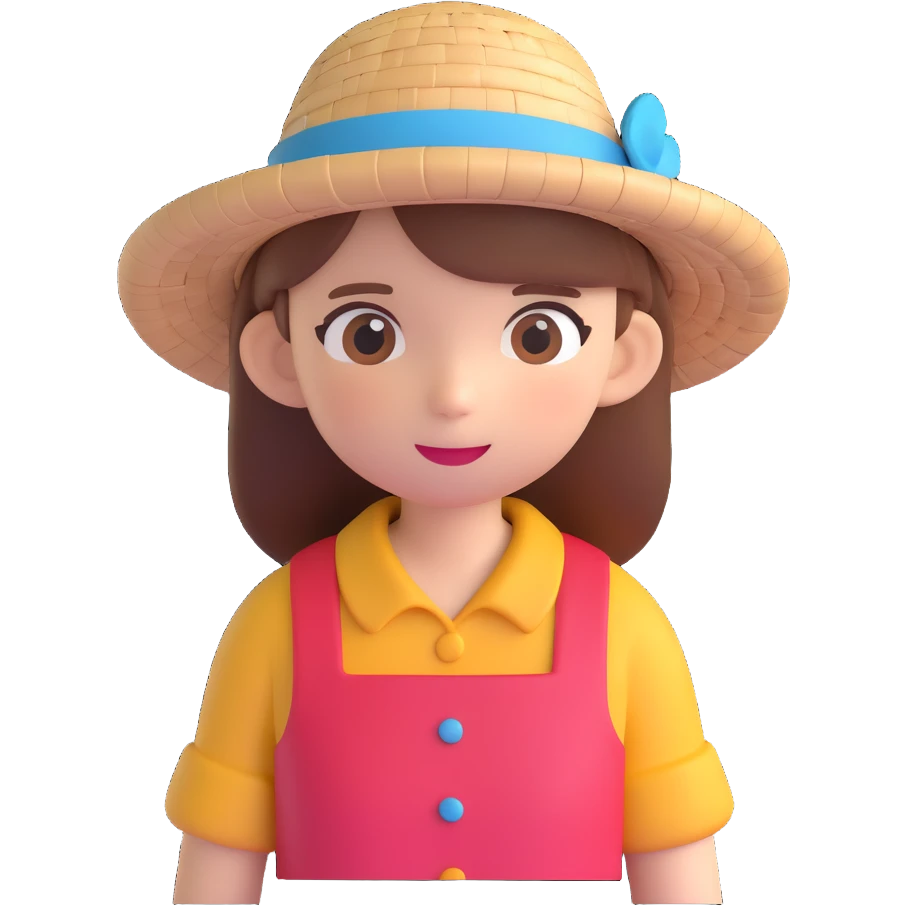 summer girl with straw hat emoji