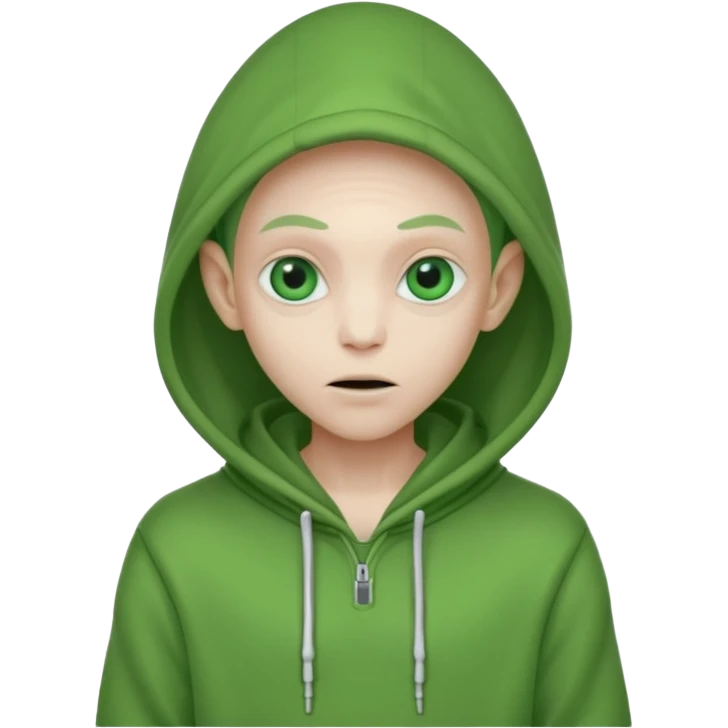 Aliens Green, hoodie, thin ears emoji