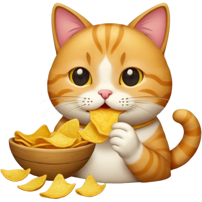 Cat  eating chips emoji