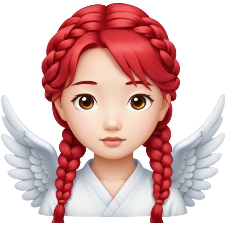 Cute Asian angel with red braided hair and oval face emoji