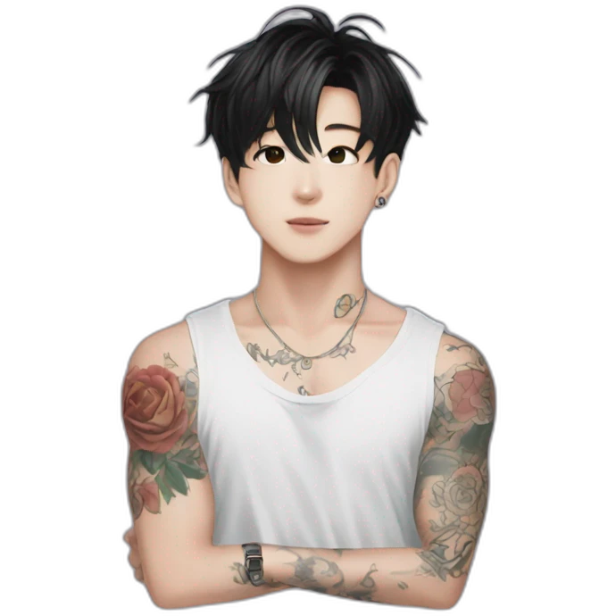 Jungkook with  tatoo emoji