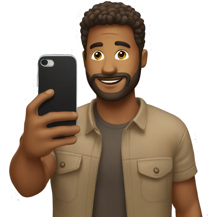 american guy taking a photo with his phone emoji
