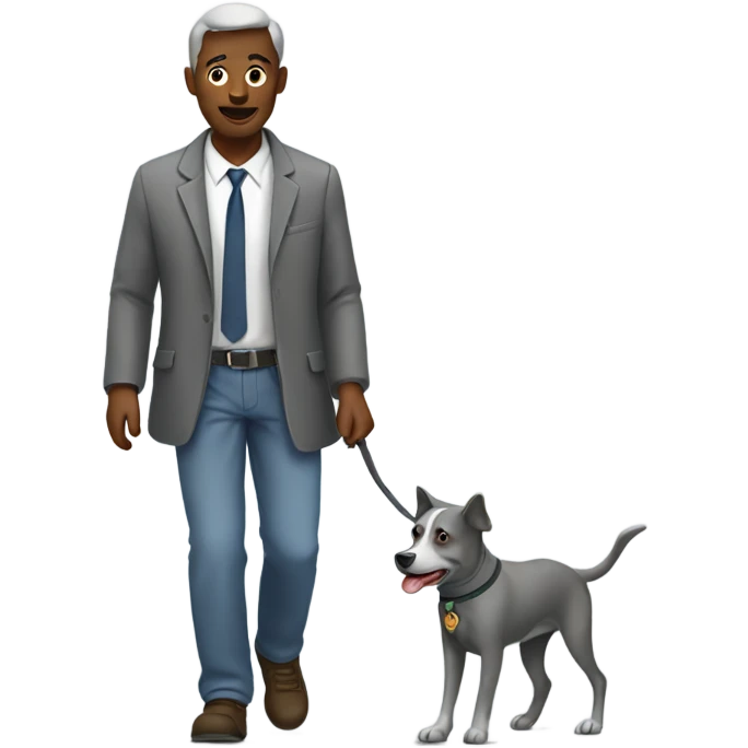 Man walking a grey dog emoji