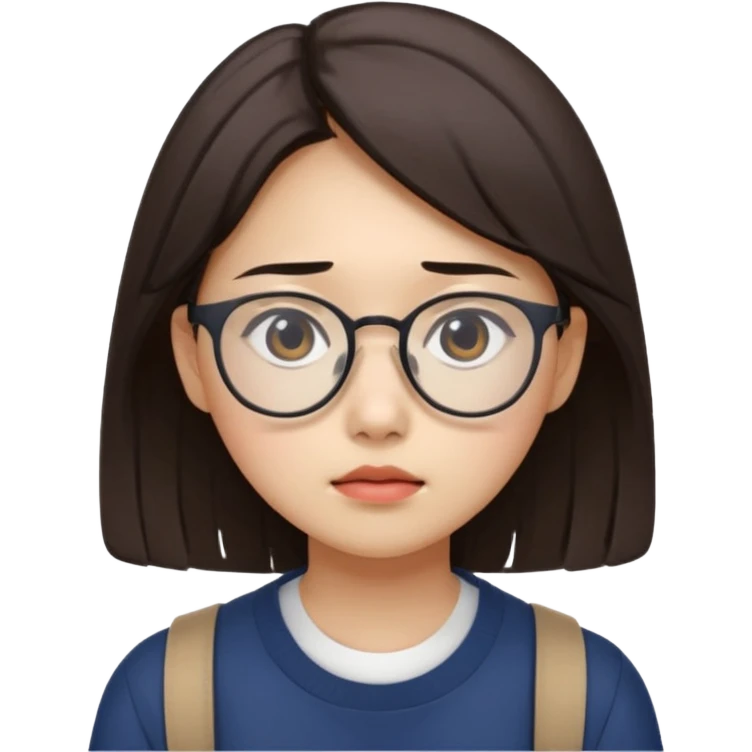 South Korean female college student with a worried face  emoji