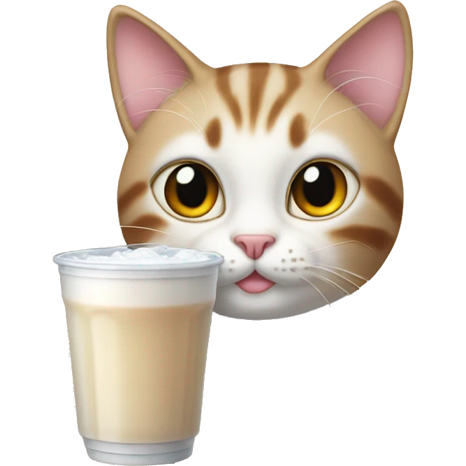 cat drink pearl milk tea emoji