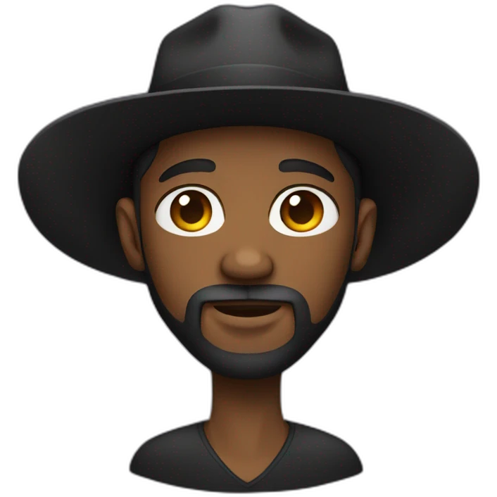 black man with wide-brimmed black hat beard emoji
