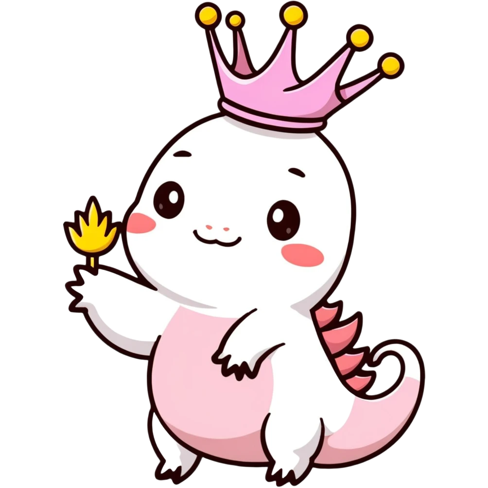 cartoon axolotl with a crown emoji