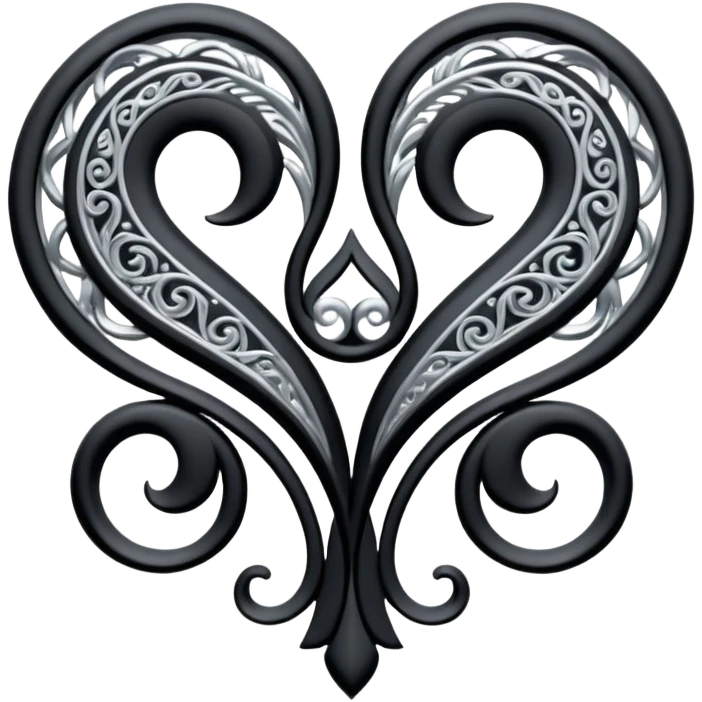 Black and silver filigree design, 3D, extremely detailed design emoji