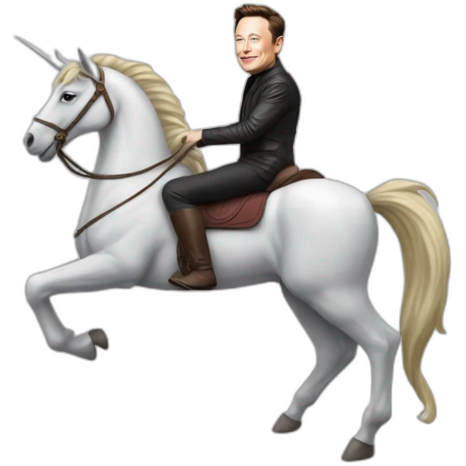 Elon musk sur une licorne emoji