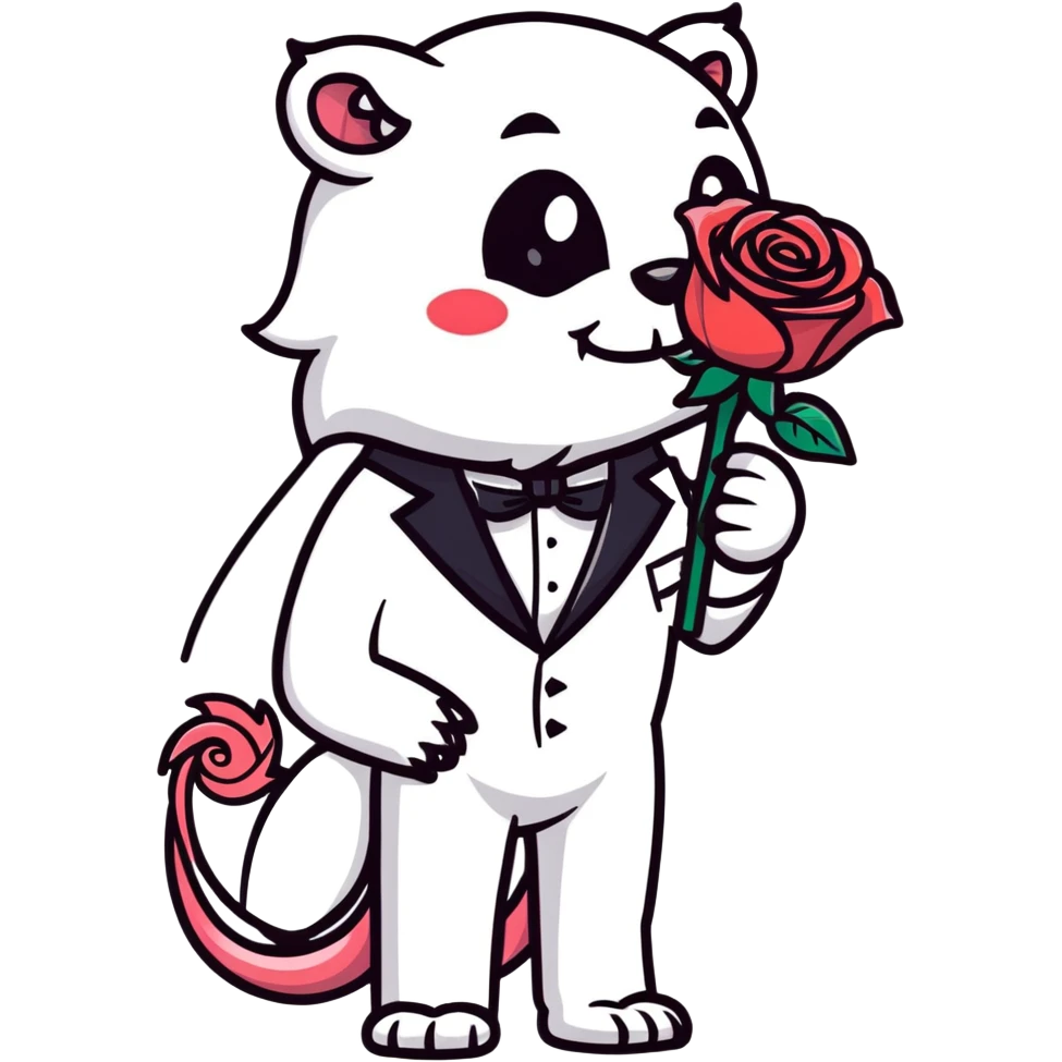 Beast from Beauty and the Beast with human mouth holding the enchanted rose, elegant formal outfit emoji